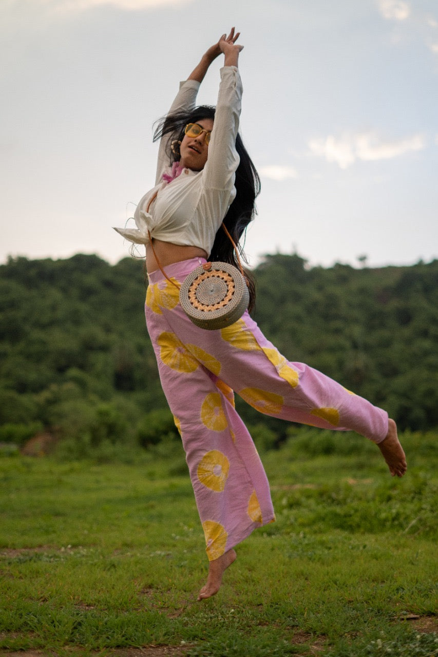 LILAC AND YELLOW TIE-DYE PANTS