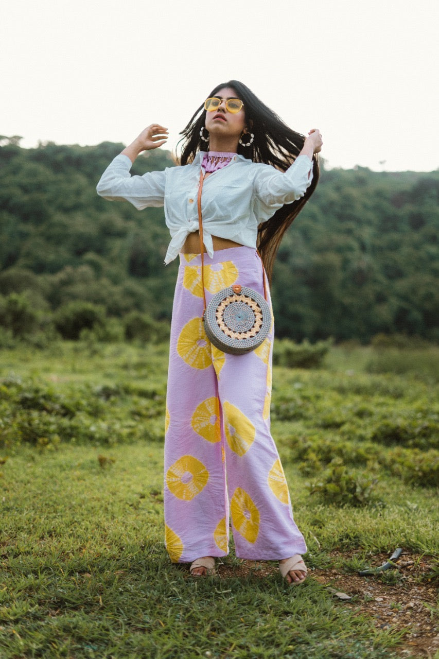 LILAC AND YELLOW TIE-DYE PANTS