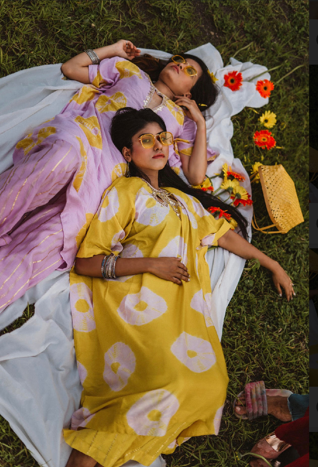 LILAC AND YELLOW TIE-DYE KAFTAN WITH PANTS