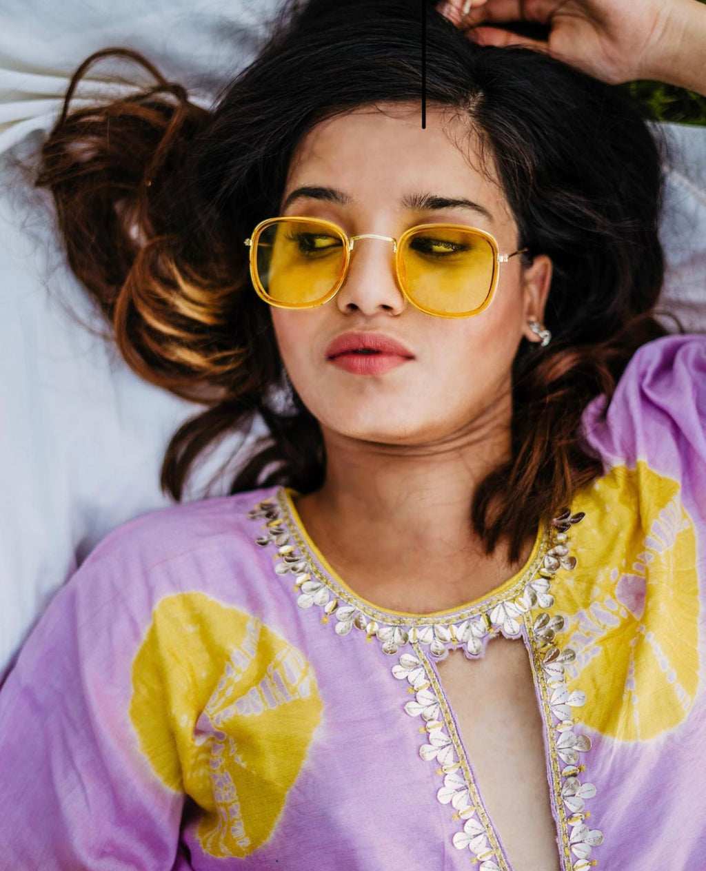 LILAC AND YELLOW TIE-DYE KAFTAN WITH PANTS