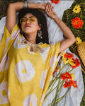 YELLOW AND LILAC TIE-DYE KAFTAN WITH PANTS